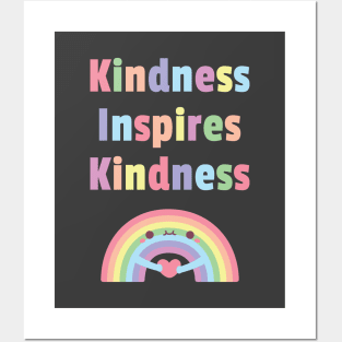 Cute Rainbow And Heart Kindness Inspires Kindness Quote Posters and Art